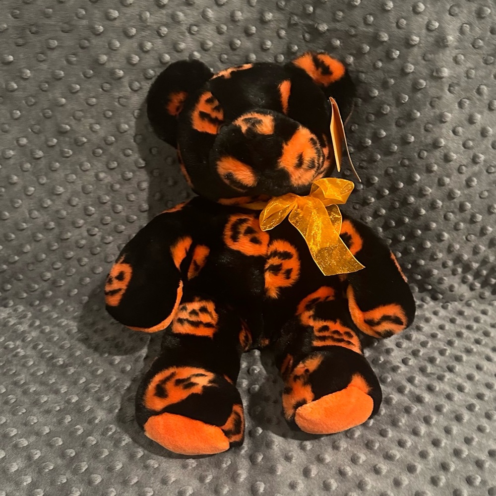 Fiesta Teddy Bear with Jack-O-Lantern Design Halloween